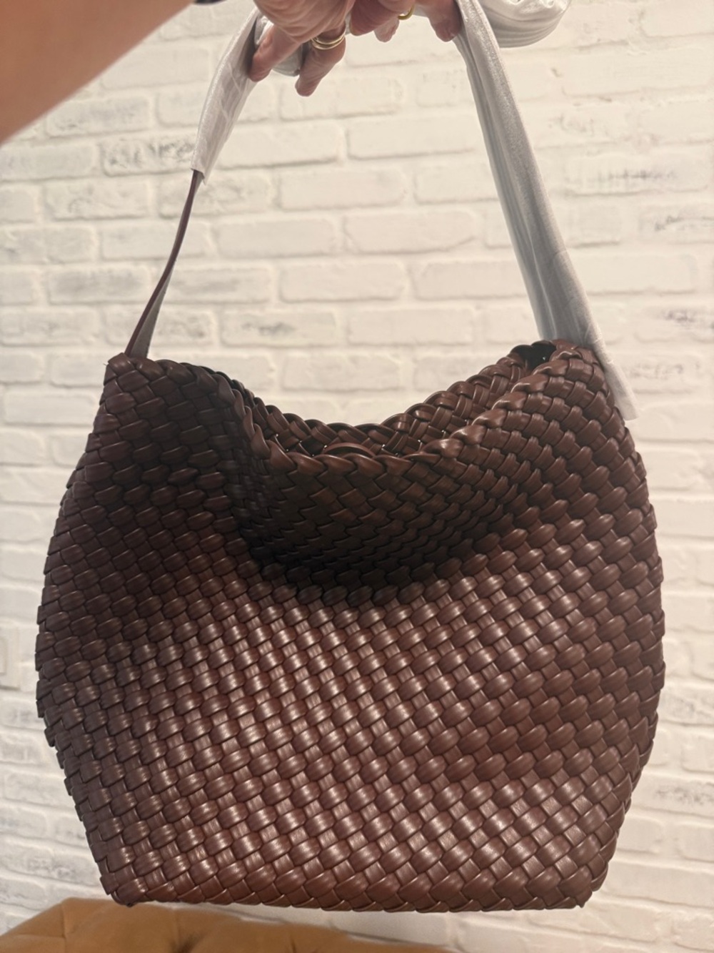 NEW Vegan Leather Woven Hobo Bag with adjustable strap